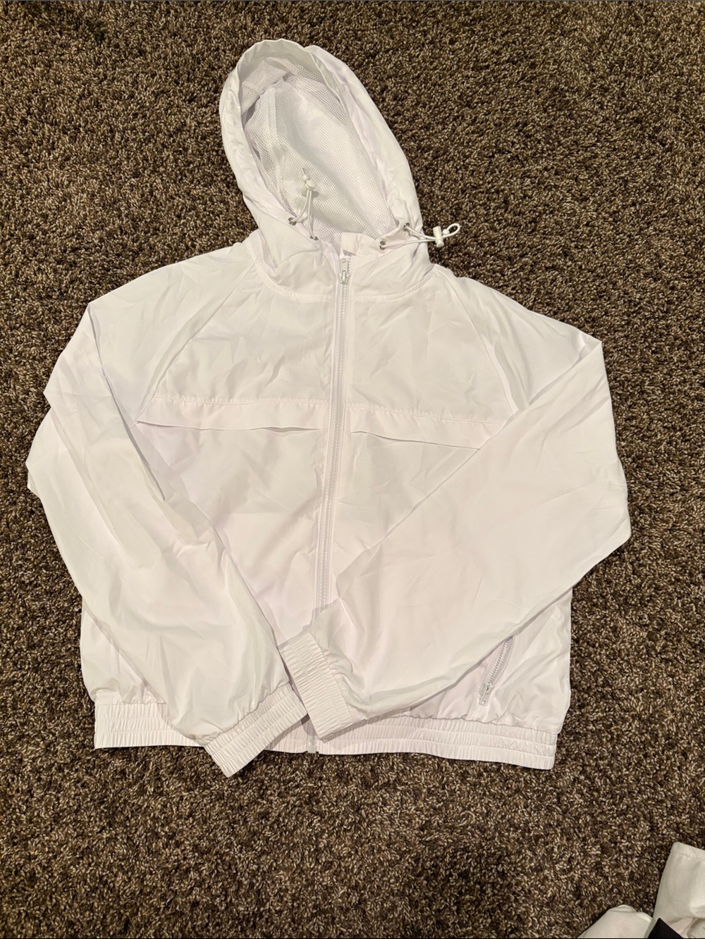 ONZIE Lightweight Hooded Windbreaker Women’s Cropped Jackete - White size S/M
